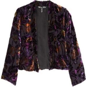 WINTER KATE // purple burgundy black silk burn out velvet kimono cardigan wrap